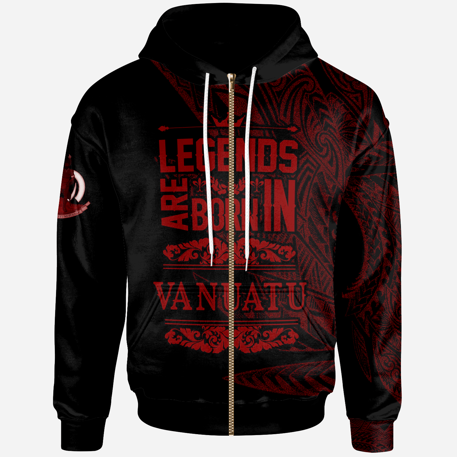 Vanuatu Zip Hoodie Legends Are Born In Red Color Unisex Red - Polynesian Pride