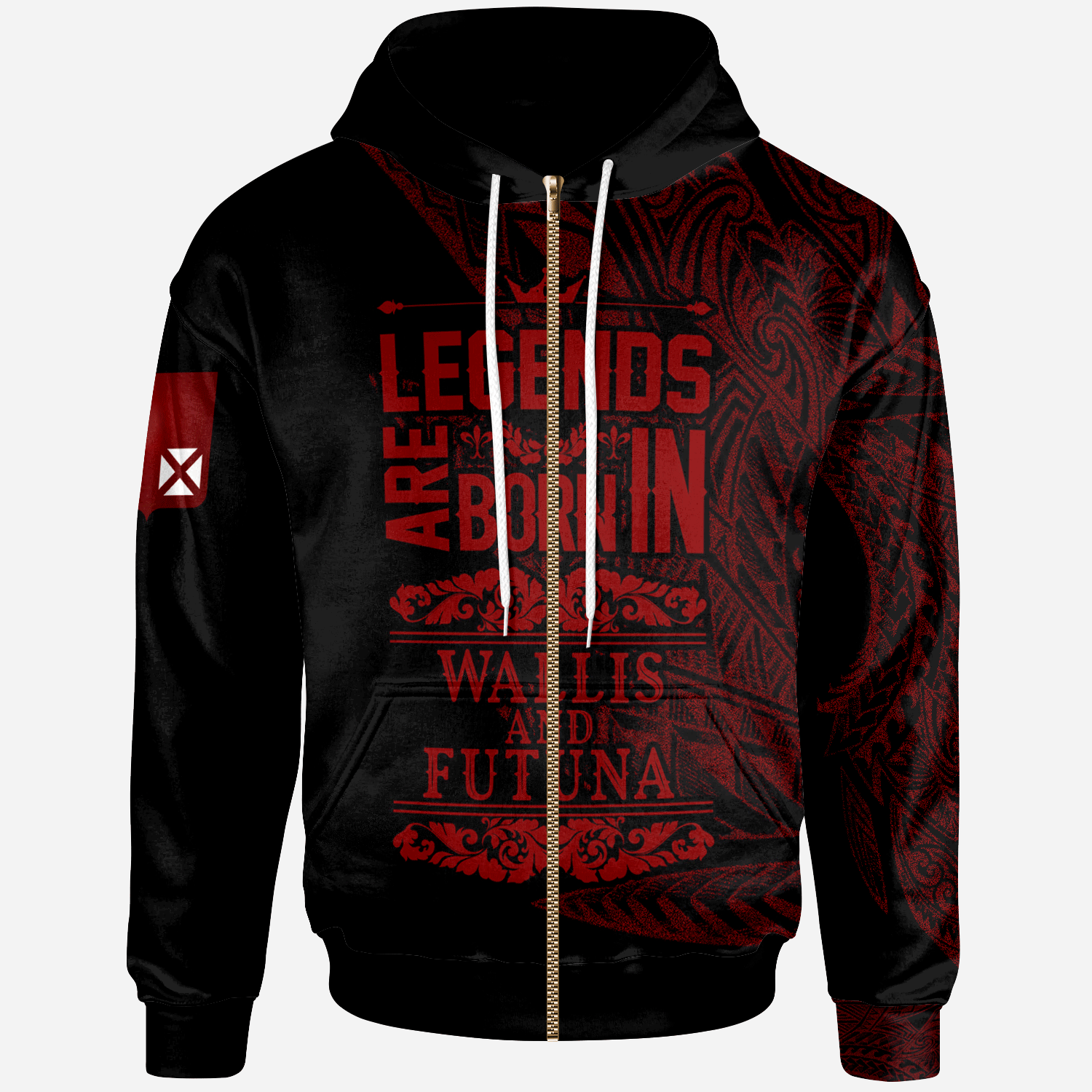 Wallis & Futuna Zip Hoodie Legends Are Born In Red Color Unisex Red - Polynesian Pride