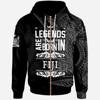Fiji Zip Hoodie Legends Are Born In White Color Unisex White - Polynesian Pride