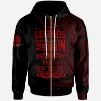 Papua New Guinea Zip Hoodie Legends Are Born In Red Color Unisex Red - Polynesian Pride
