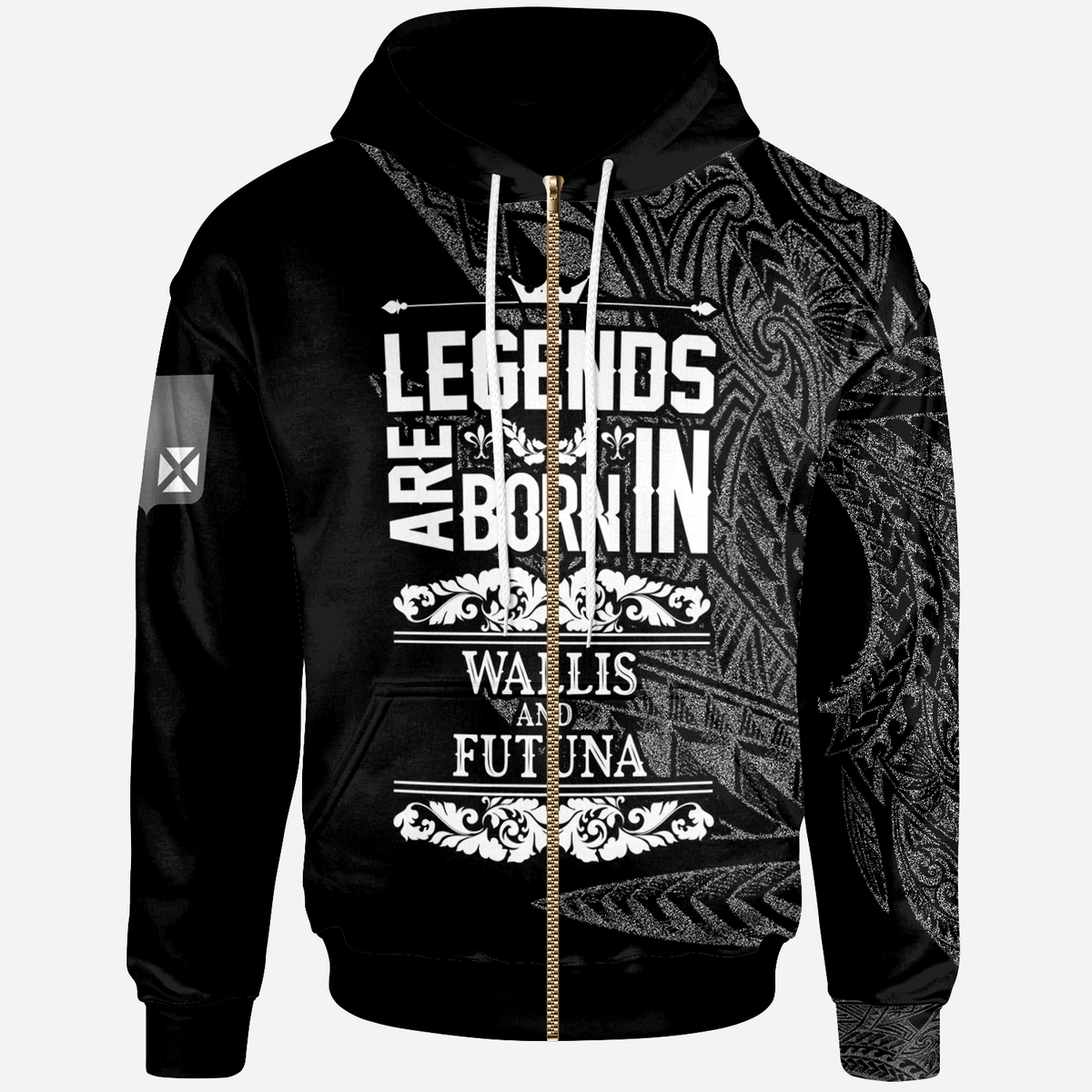 Wallis & Futuna Zip Hoodie Legends Are Born In White Color Unisex White - Polynesian Pride