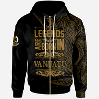 Vanuatu Zip Hoodie Legends Are Born In Gold Color Unisex Gold - Polynesian Pride