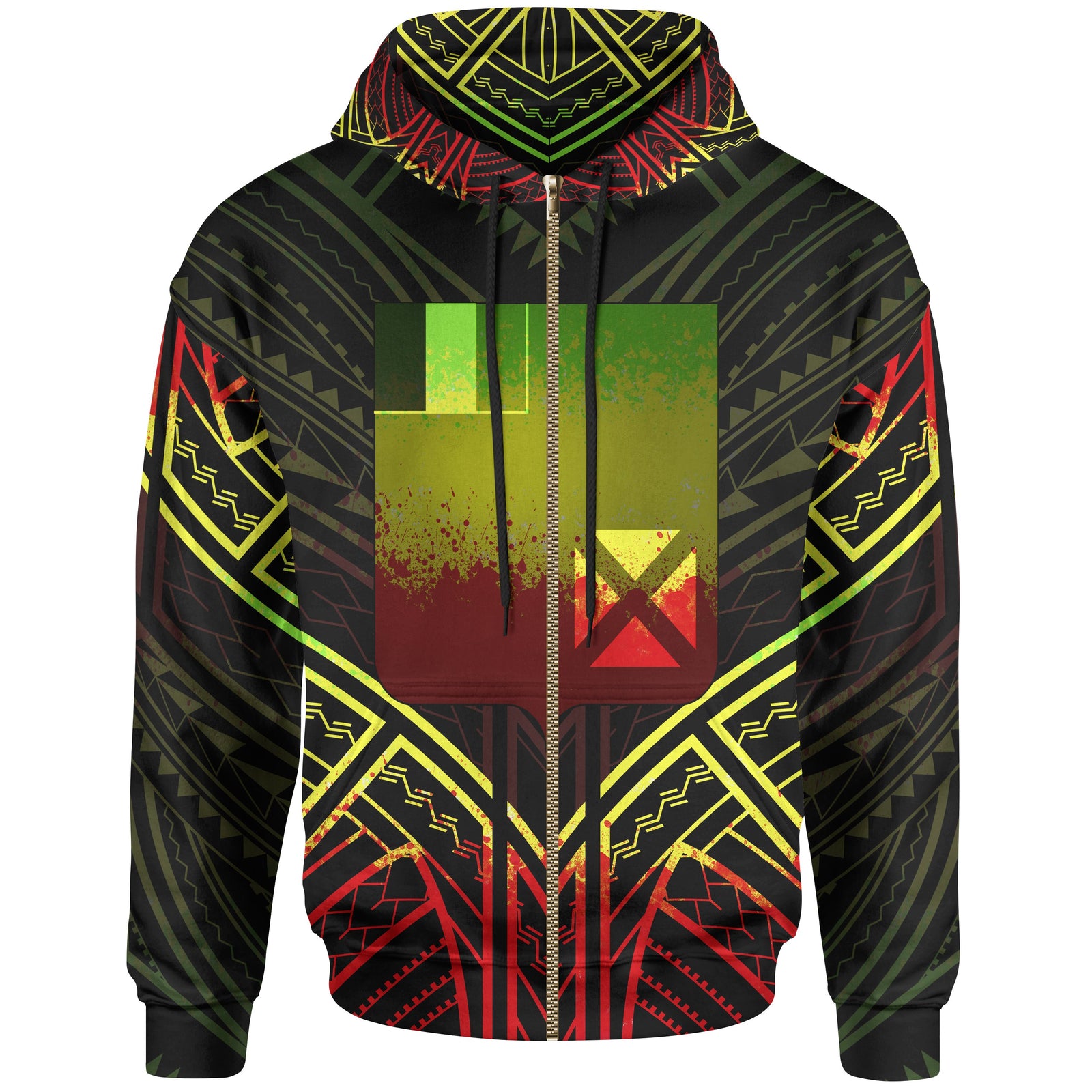 Wallis & Futuna Zip Hoodie Wallis & Futuna Seal Reggae Tribal Patterns Unisex White - Polynesian Pride