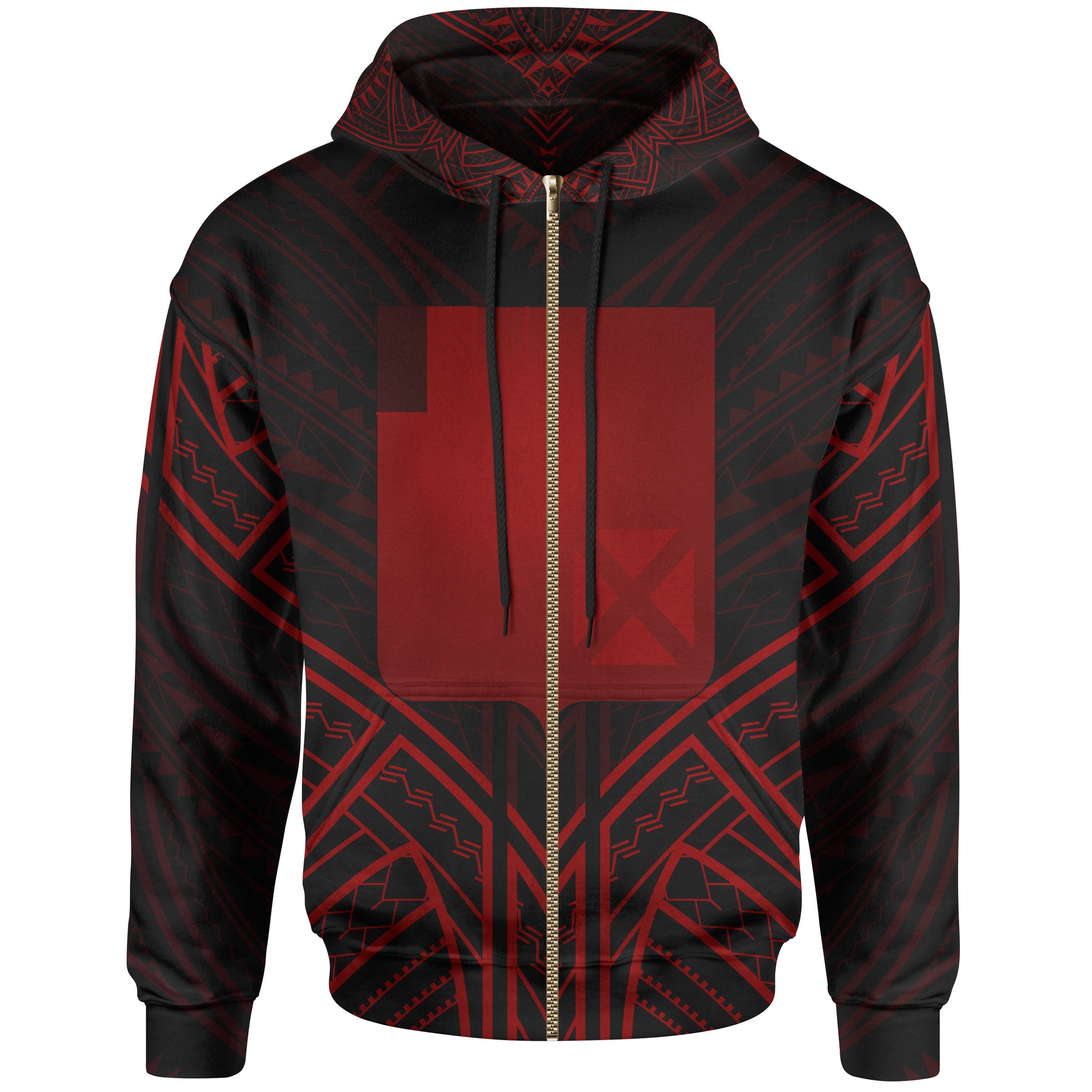 Wallis & Futuna Zip Hoodie Wallis & Futuna Seal Red Tribal Patterns Unisex White - Polynesian Pride
