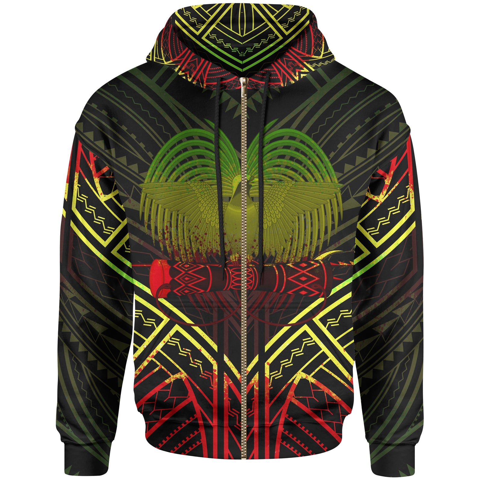 Papua New Guinea Zip Hoodie Papua New Guinea Seal Reggae Tribal Patterns Unisex White - Polynesian Pride