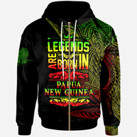 Papua New Guinea Zip Hoodie Legends Are Born In Reggae Color Unisex Black - Polynesian Pride