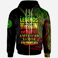 American Samoa Zip Hoodie Legends Are Born In Reggae Color Unisex Black - Polynesian Pride