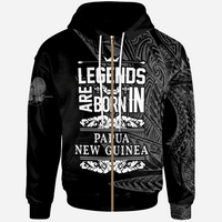 Papua New Guinea Zip Hoodie Legends Are Born In White Color White - Polynesian Pride