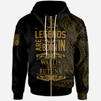 Wallis & Futuna Zip Hoodie Legends Are Born In Gold Color Unisex Gold - Polynesian Pride