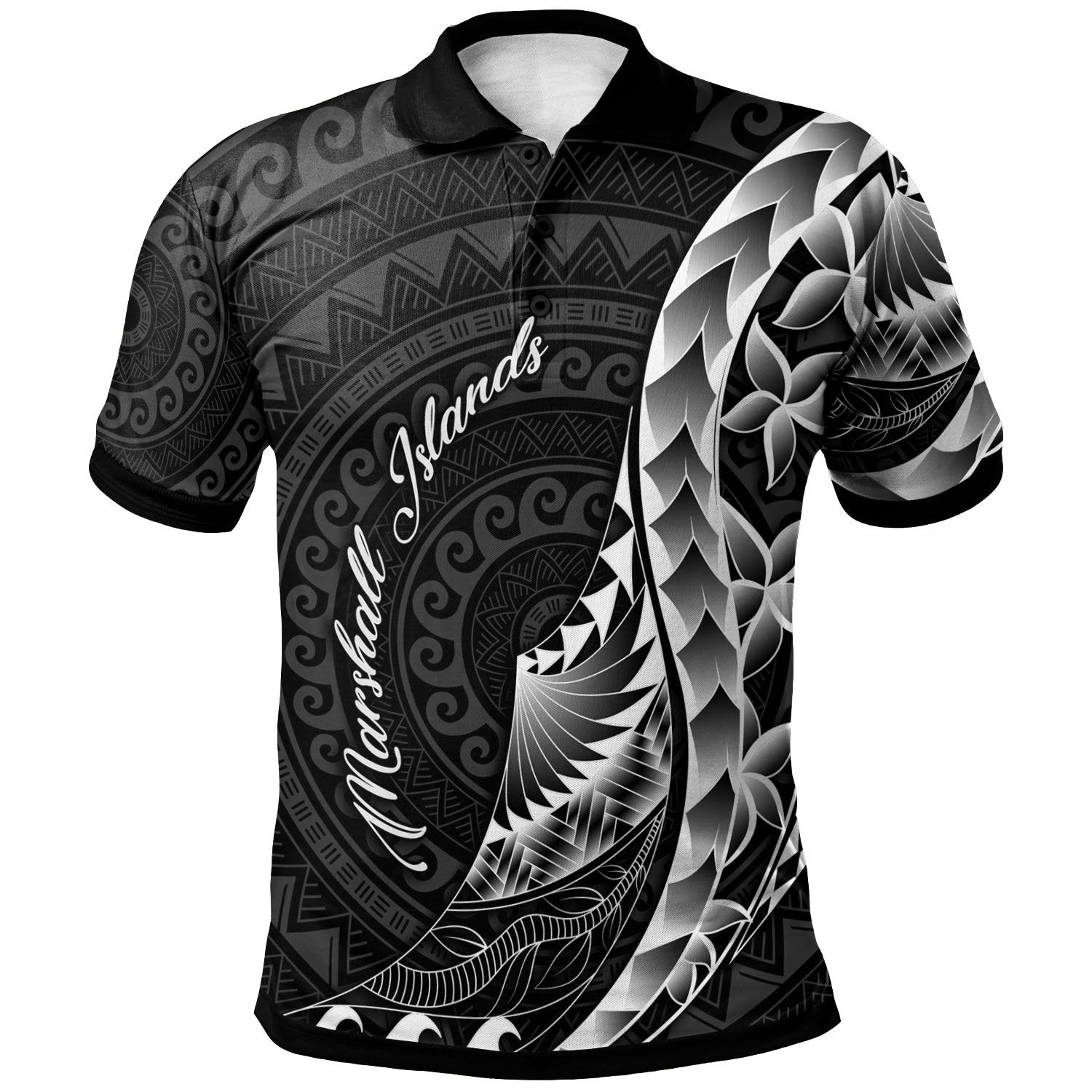 Marshall Islands Polo Shirt Polynesian Pattern Style Unisex Black - Polynesian Pride