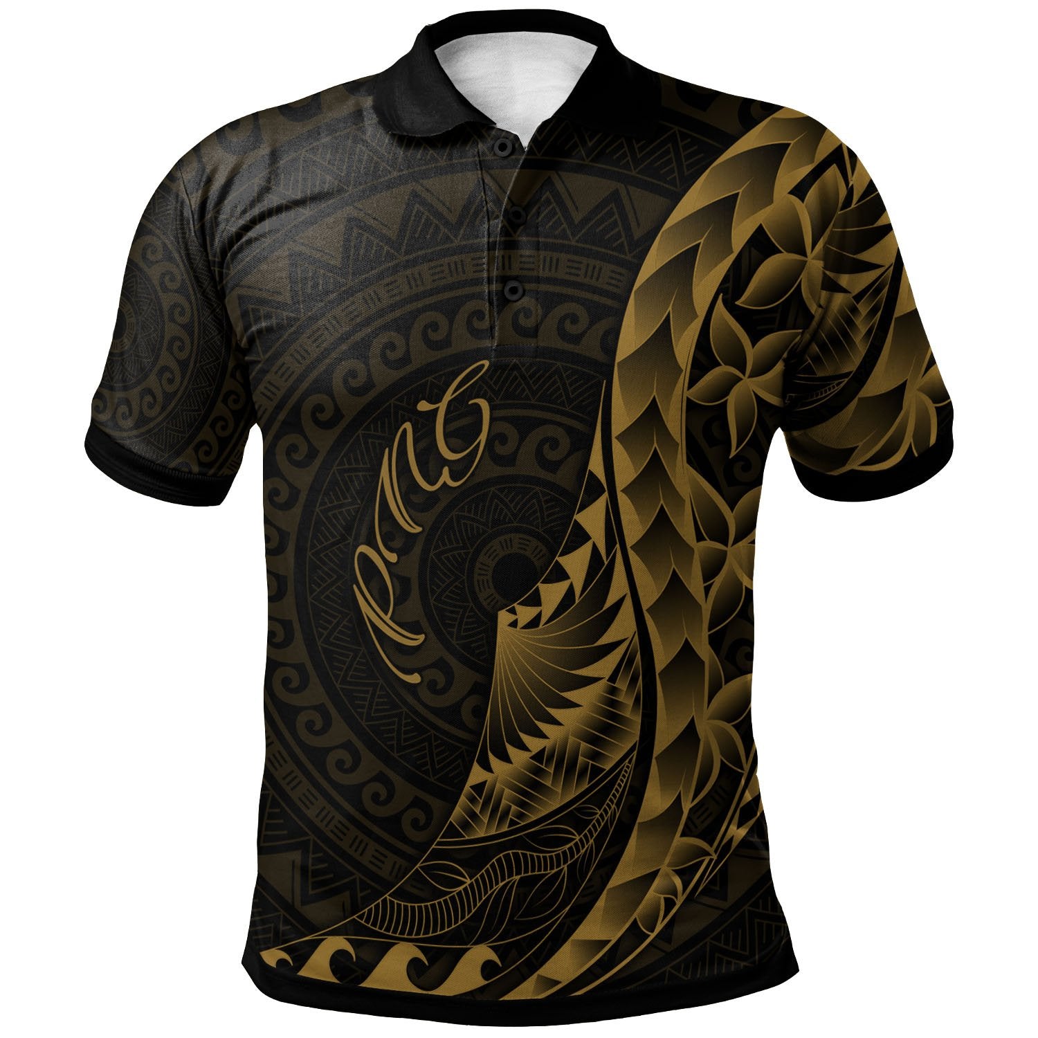 Papua New Guinea Polo Shirt Polynesian Pattern Style Gold Color Unisex Gold - Polynesian Pride