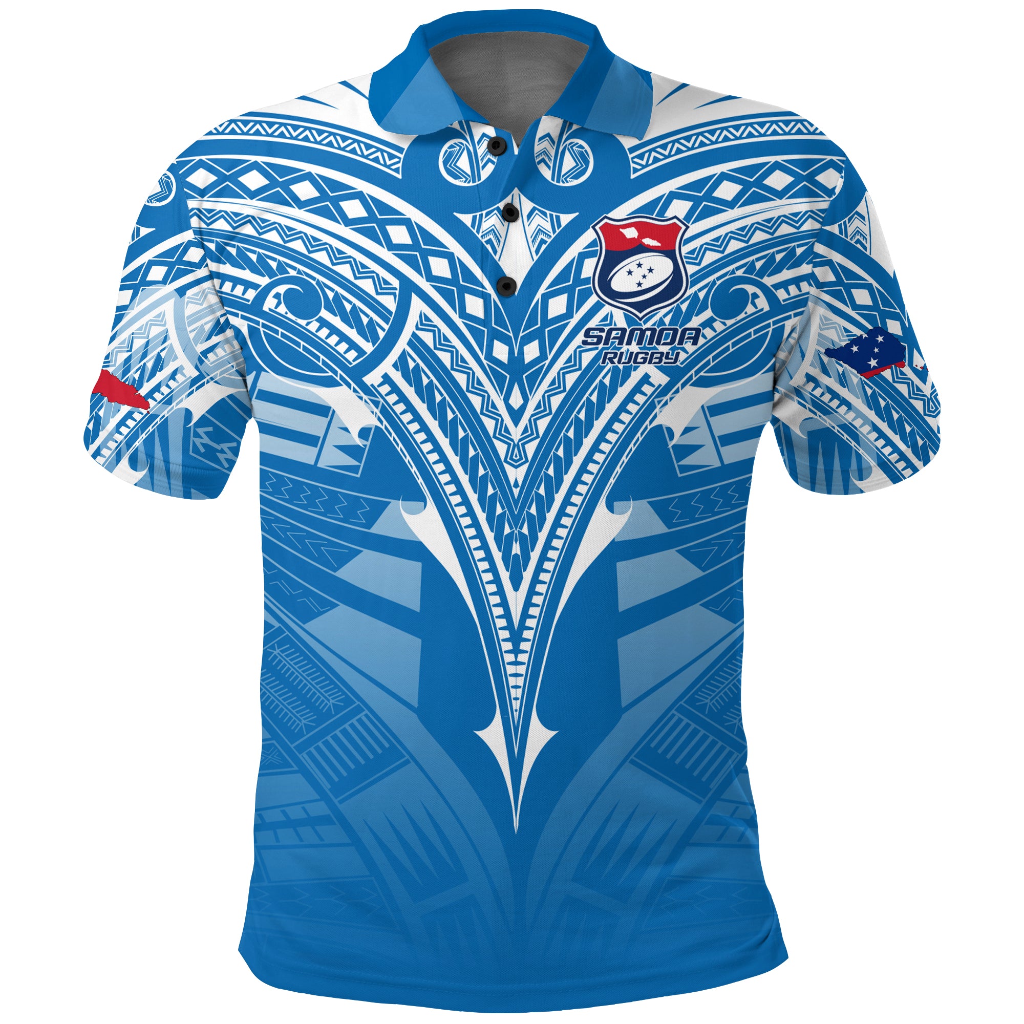 Samoa Rugby Toa Samoa Blue Style Polo Shirt LT2 BLUE - Polynesian Pride