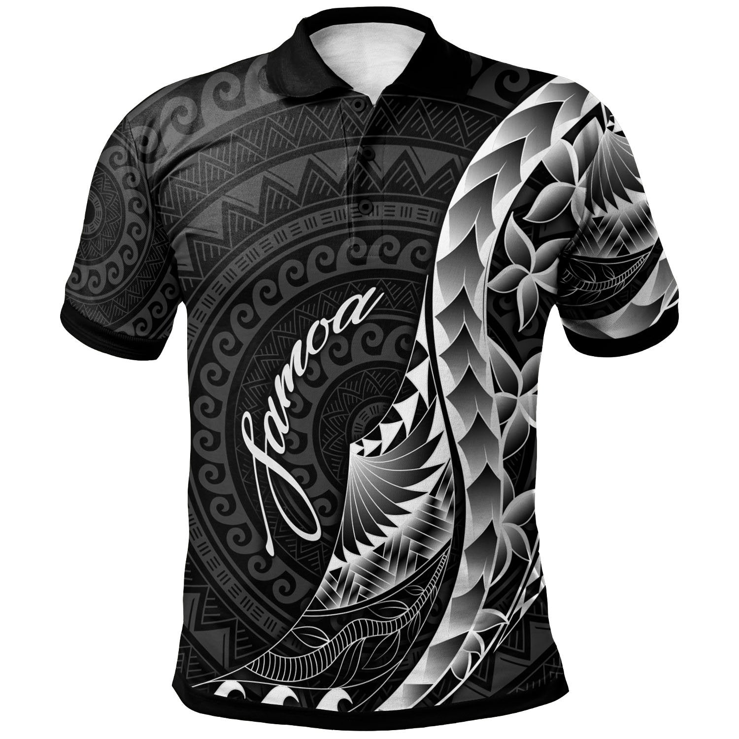 American Samoa Polo Shirt Polynesian Pattern Style Unisex Black - Polynesian Pride