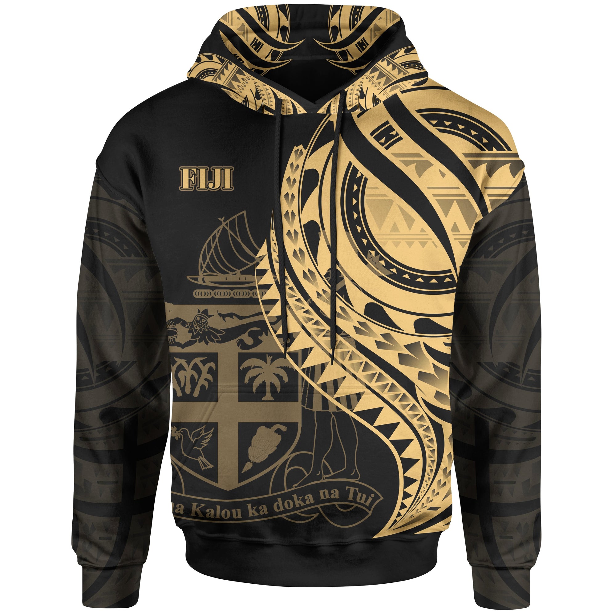 Fiji Hoodie Gold Polynesian Patterns Best Fiji Ever Unisex Black - Polynesian Pride