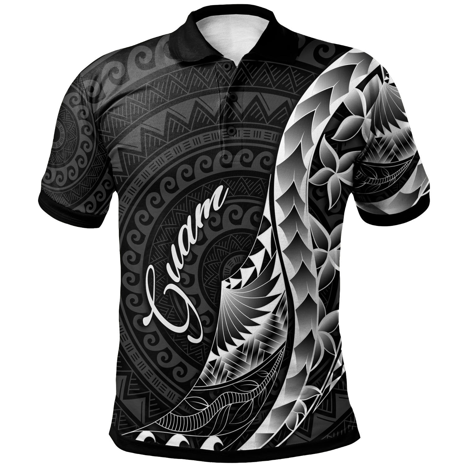 Guam Polo Shirt Polynesian Pattern Style Unisex Black - Polynesian Pride