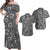 Custom Polynesian Couple Outfits Matching HawaiianTribal Gray Hibiscus and Map Mystical Dress and Hawaiian Shirt LT13 Gray - Polynesian Pride