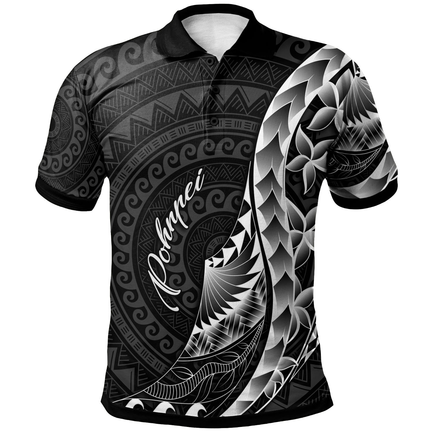 Pohnpei Polo Shirt Polynesian Pattern Style Unisex Black - Polynesian Pride