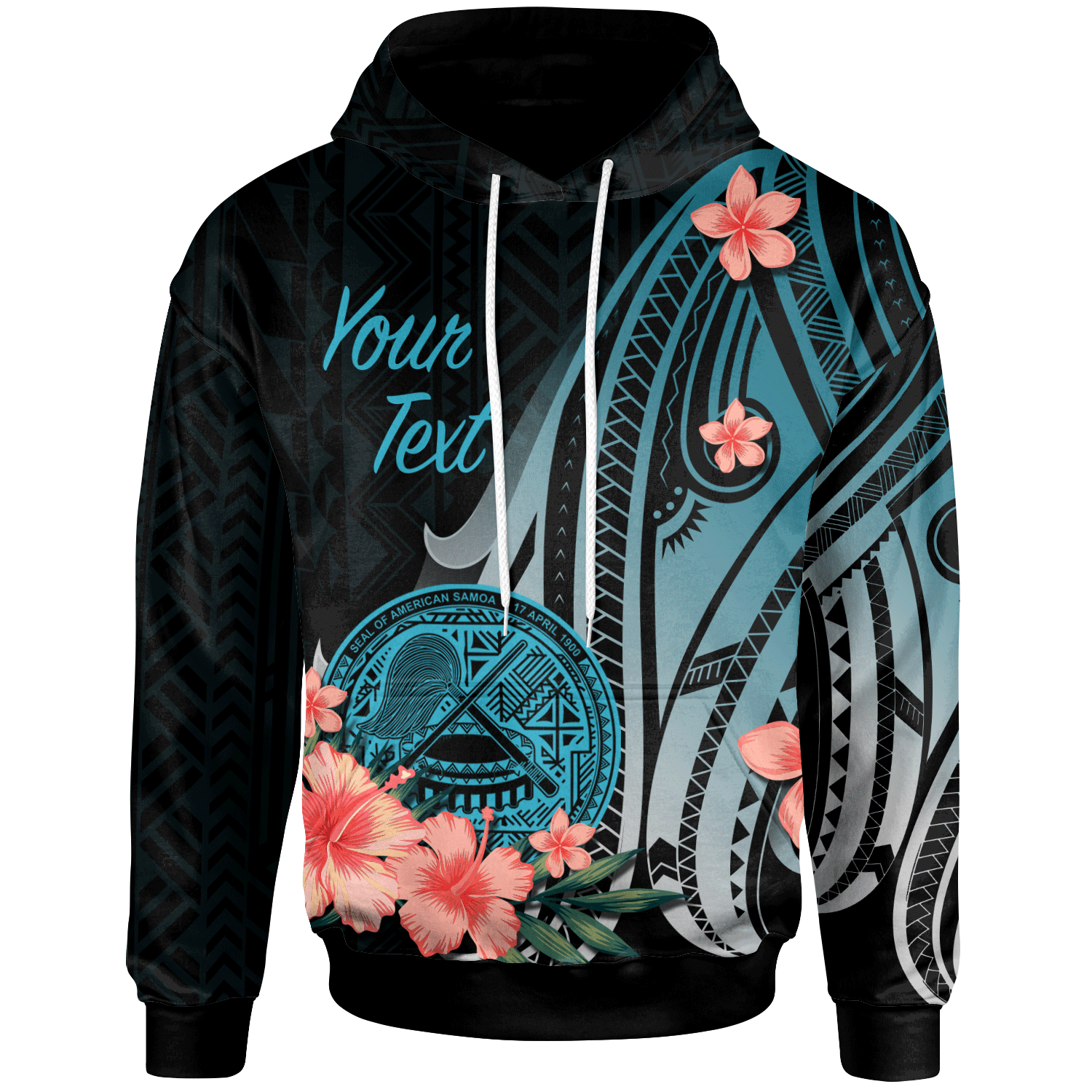 American Samoa Custom Hoodie Turquoise Polynesian Hibiscus Pattern Style Unisex Turquoise - Polynesian Pride