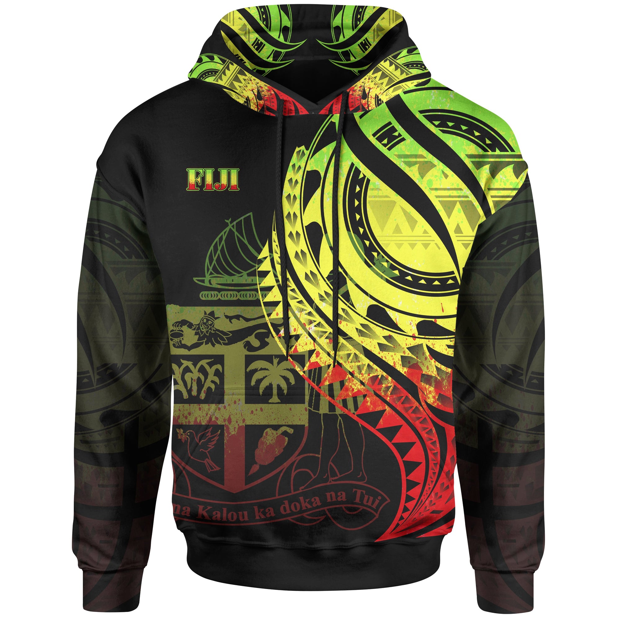 Fiji Hoodie Reggae Polynesian Patterns Best Fiji Ever Unisex Black - Polynesian Pride