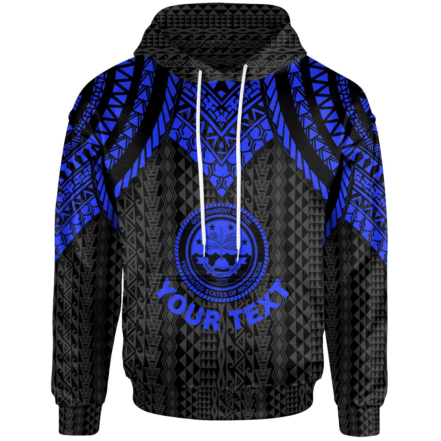 Federated States of Micronesia Custom Hoodie Polynesian Armor Style Blue Unisex Blue - Polynesian Pride