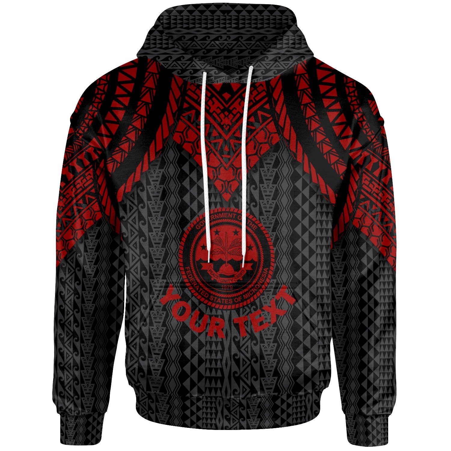 Federated States of Micronesia Custom Hoodie Polynesian Armor Style Red Unisex Red - Polynesian Pride