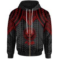 Federated States of Micronesia Zip up Hoodie Polynesian Armor Style Red Unisex Red - Polynesian Pride
