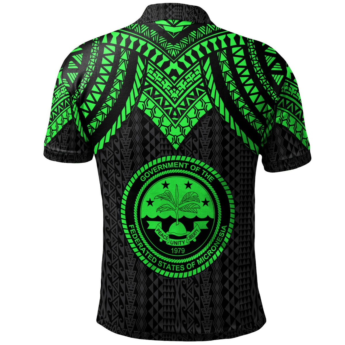Federated States of Micronesia Custom Polo Shirt Polynesian Armor Style Green - Polynesian Pride
