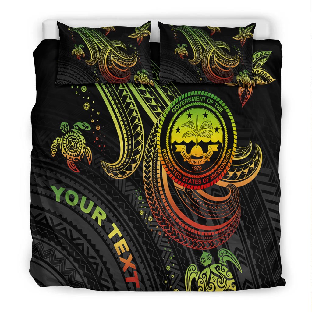 Federated States of Micronesia Custom Personalised Bedding Set - Reggae Turtle - Polynesian Pride