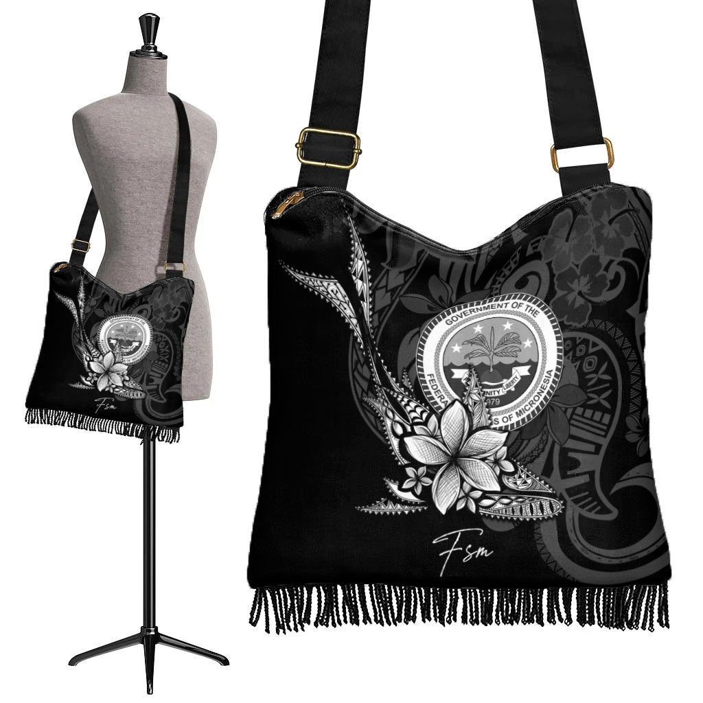 Federated States of Micronesia Boho Handbag - Fish With Plumeria Flowers Style - Polynesian Pride