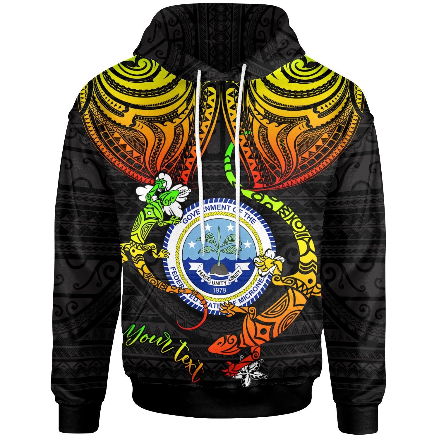 Federated States of Micronesia Custom Hoodie Lizard Good Chest Unisex Reggae - Polynesian Pride