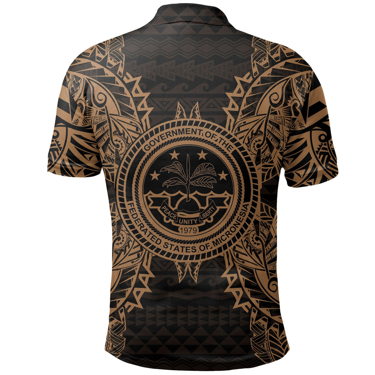 Federated States of Micronesian Polo Shirt Federated States of Micronesian Seal Map Polynesian Tattoo Gold - Polynesian Pride