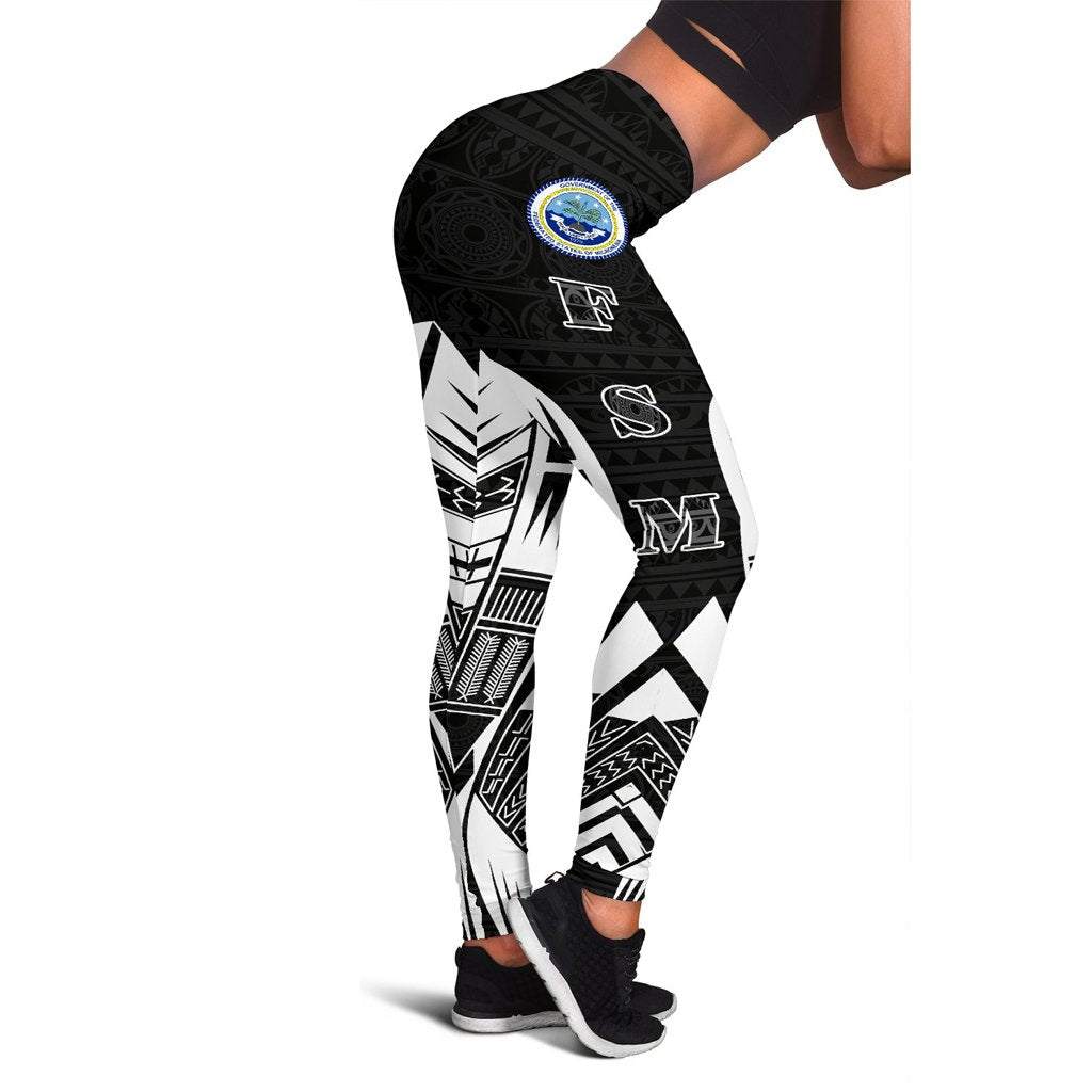 Federated States of Micronesia Polynesian Leggings - Polynesian Tattoo Black Version Black - Polynesian Pride