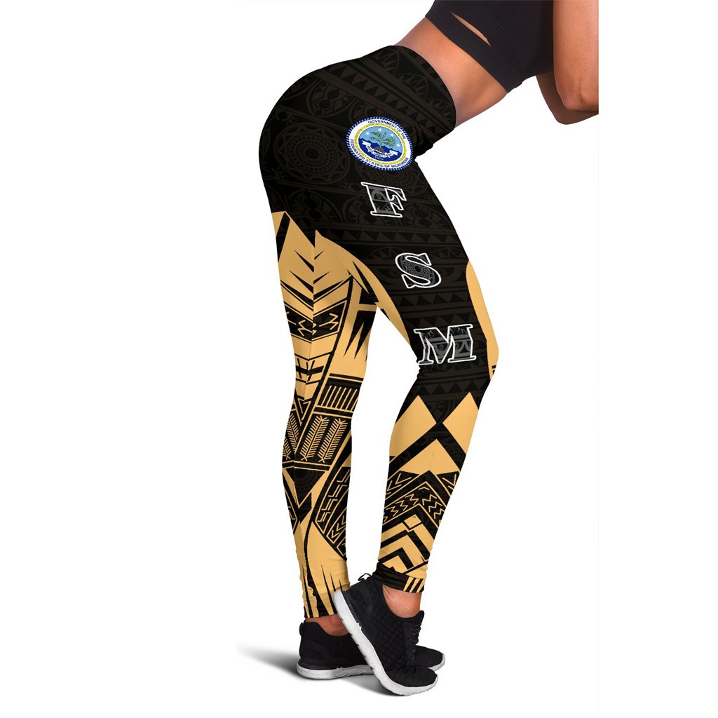 Federated States of Micronesia Polynesian Leggings - Polynesian Tattoo Gold Version Gold - Polynesian Pride