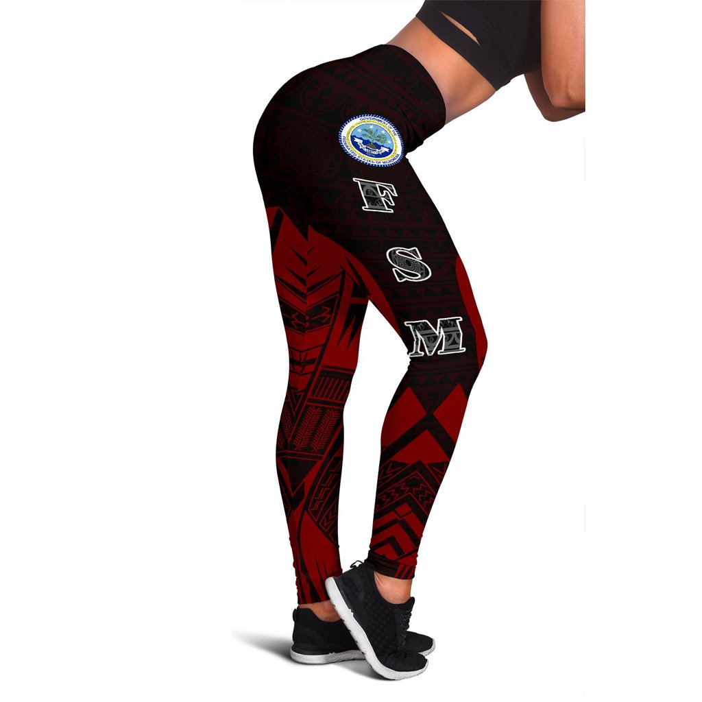 Federated States of Micronesia Polynesian Leggings - Polynesian Tattoo Red Version Red - Polynesian Pride