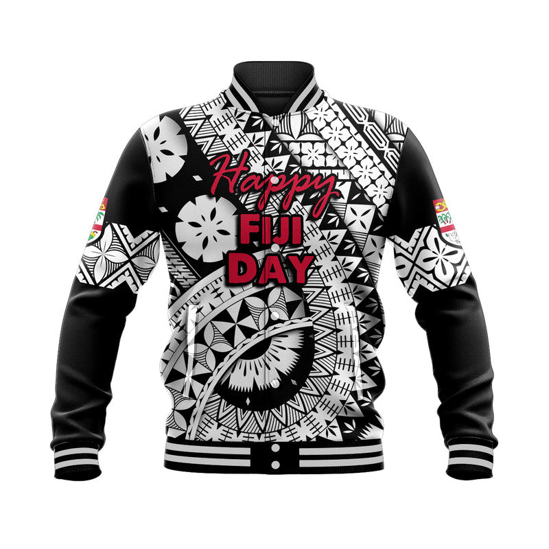 (Custom Personalised) Fiji Day Baseball Jacket Masi Kesa Black Style LT9 Unisex Black - Polynesian Pride