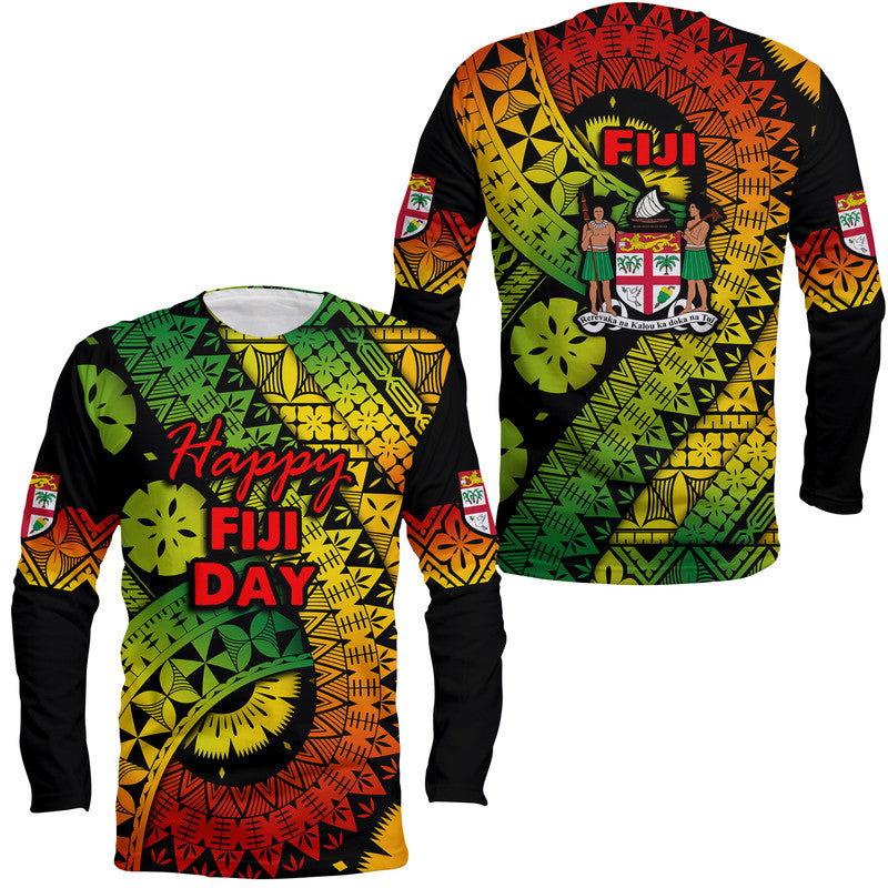 Fiji Day Long Sleeve Shirt Masi Kesa Reggae Style LT9 Unisex Reggae - Polynesian Pride