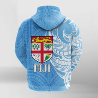 Fiji Coat of Arms Turquoise Color Zip up Hoodie LT7 - Polynesian Pride