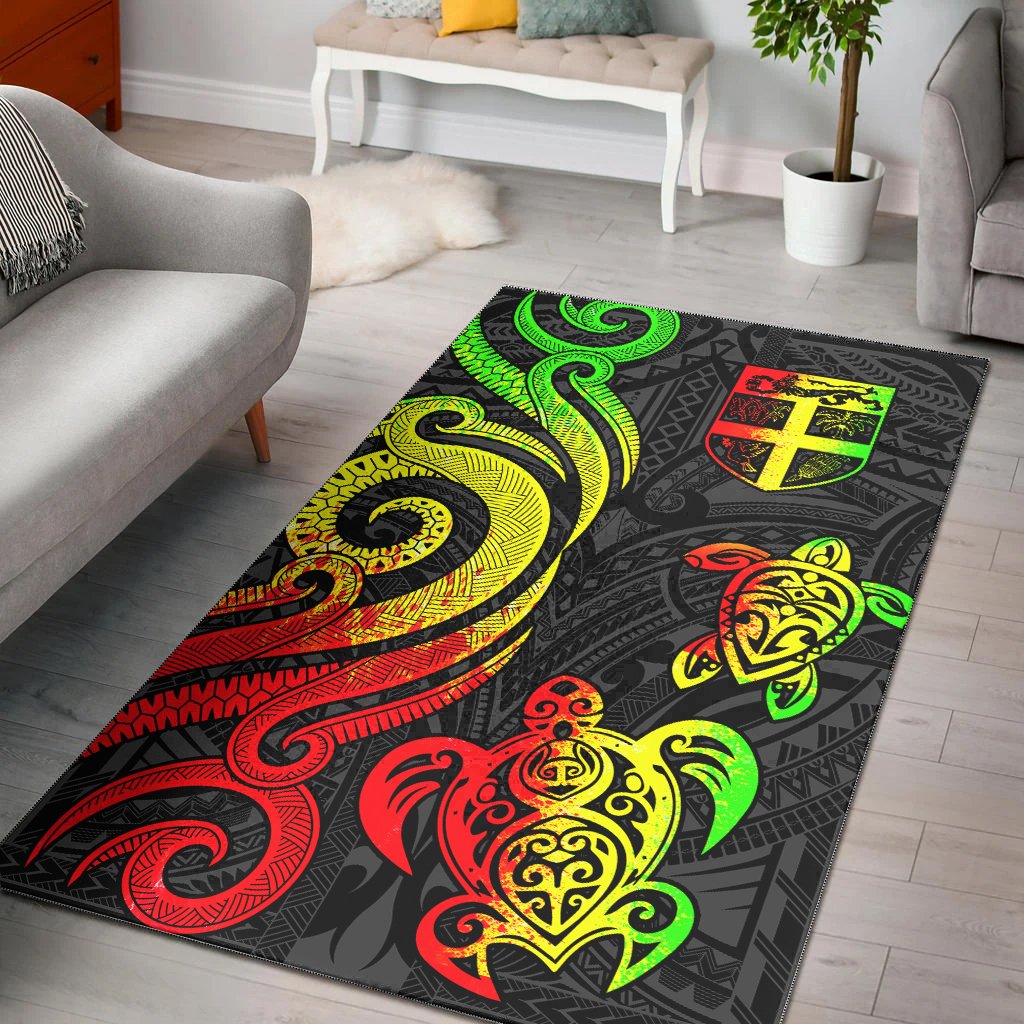 Fiji Area Rug - Reggae Tentacle Turtle Reggae - Polynesian Pride