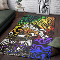 Fiji Custom Personalised Area Rug - Rainbow Polynesian Pattern Crest - Polynesian Pride