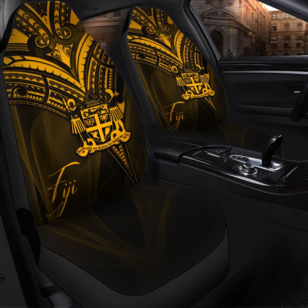Fiji Car Seat Cover - Gold Color Cross Style Universal Fit Black - Polynesian Pride