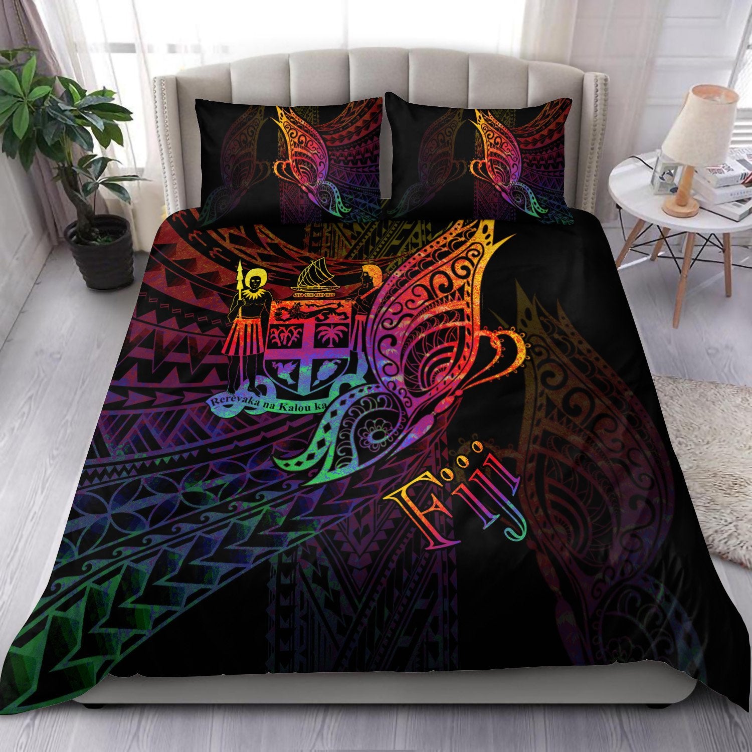 Fiji Bedding Set - Butterfly Polynesian Style Black - Polynesian Pride