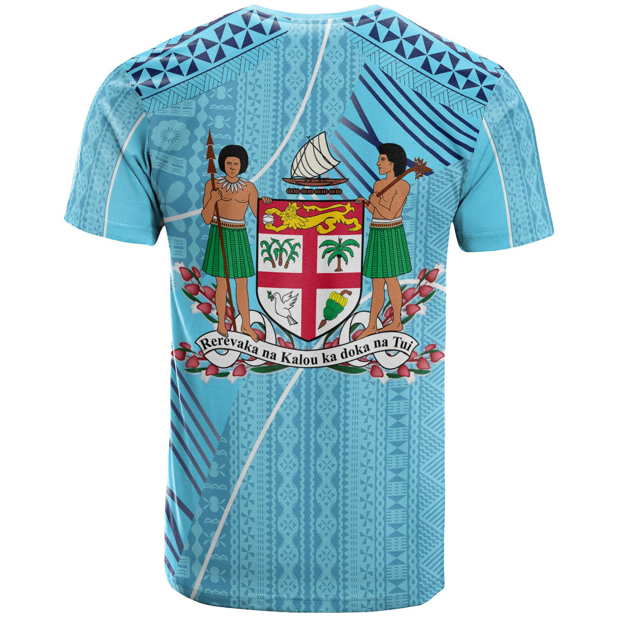 Fiji T Shirt Fijian Flowers With Seal Flag Color - Polynesian Pride
