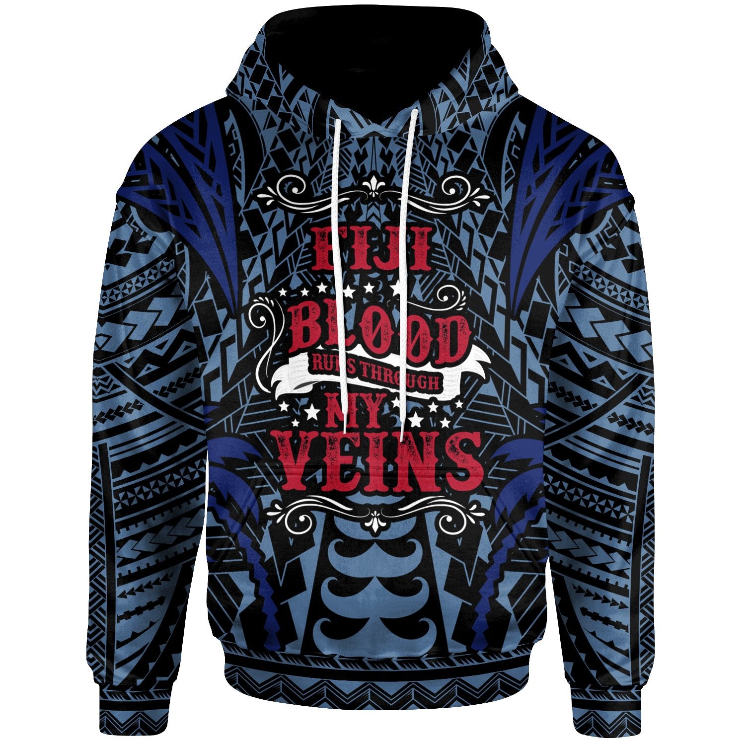 Fiji Hoodie Blood Runs Through My Veins Style Flag Unisex Blue - Polynesian Pride