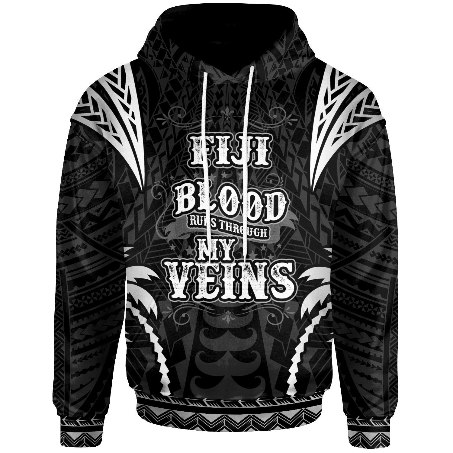 Fiji Hoodie Blood Runs Through My Veins Style Black Unisex Black - Polynesian Pride