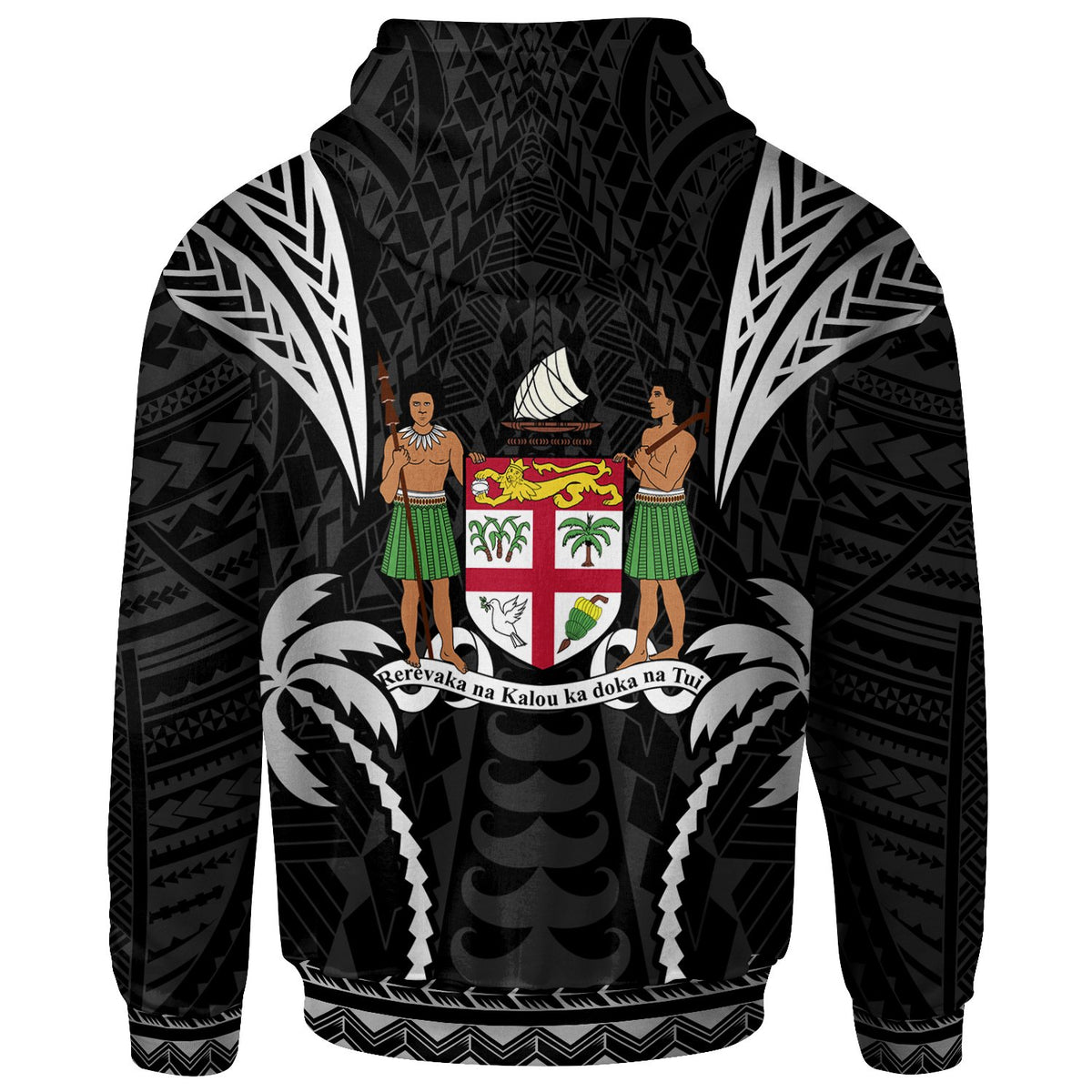 Fiji Zip up Hoodie Blood Runs Through My Veins Style Black - Polynesian Pride