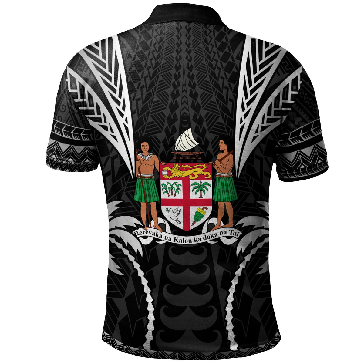 Fiji Polo Shirt Blood Runs Through My Veins Style Black - Polynesian Pride