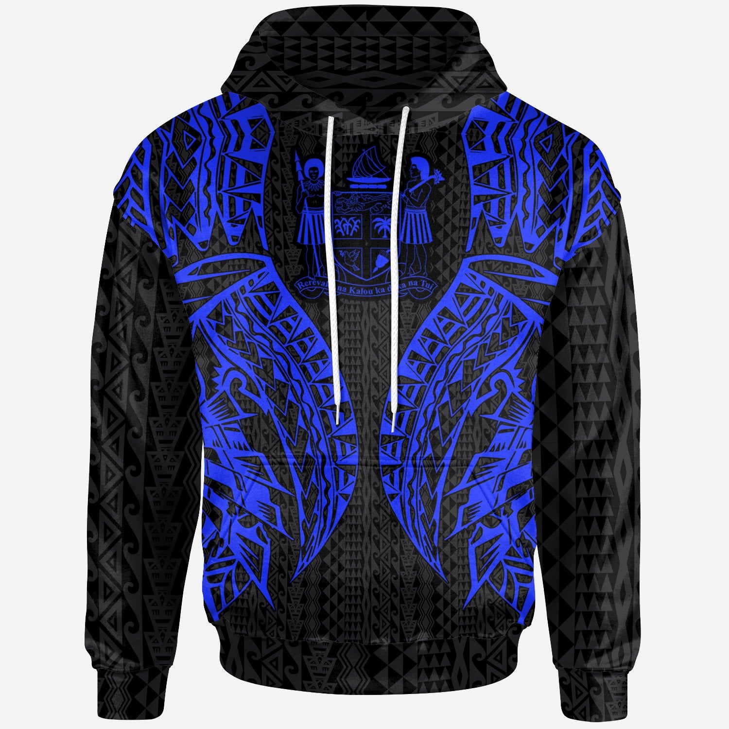 Fiji Hoodie Polynesian Lion Head Blue Style Unisex Blue - Polynesian Pride