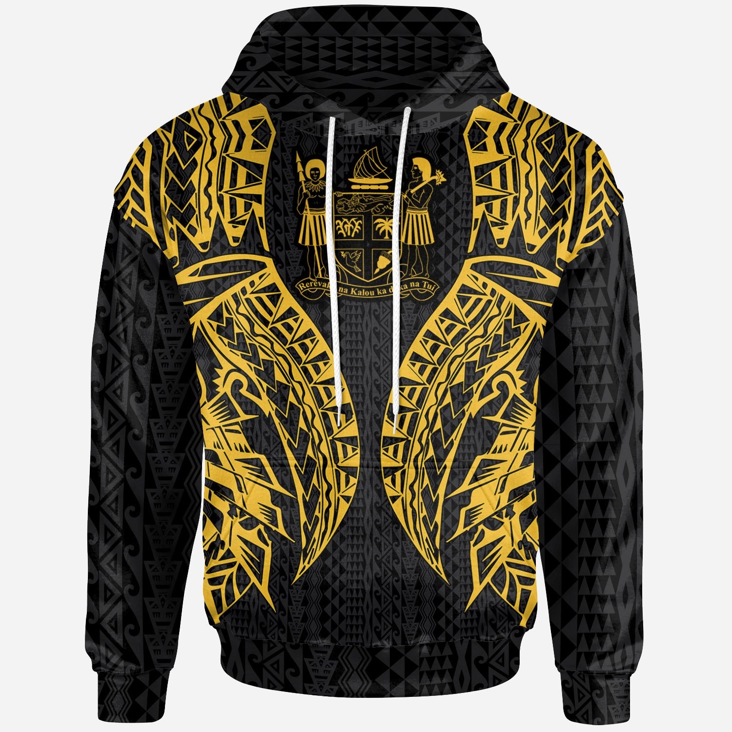 Fiji Hoodie Polynesian Lion Head Gold Style Unisex Gold - Polynesian Pride