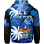 Custom Fiji Coat of Arms Hoodie Masi Tapa Mixed Palm Tree No2 Blue Version LT9 - Polynesian Pride