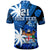 Custom Fiji Coat Of Arms Polo Shirt Masi Tapa Mixed Palm Tree No2 Blue Version LT9 - Polynesian Pride